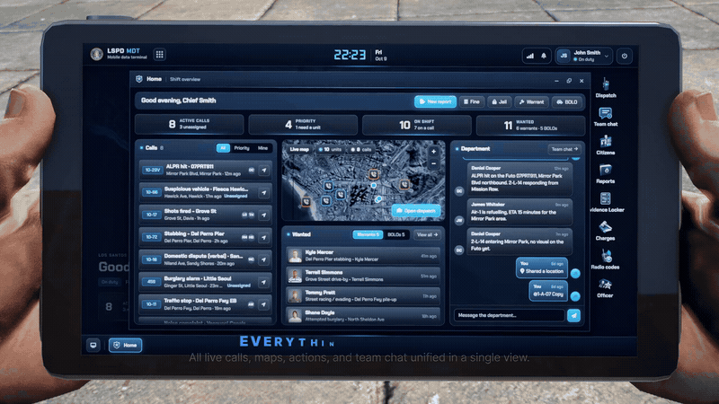 Police MDT physical tablet and desktop workspace in FiveM