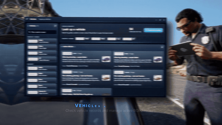 Police MDT citizen, vehicle and investigation records